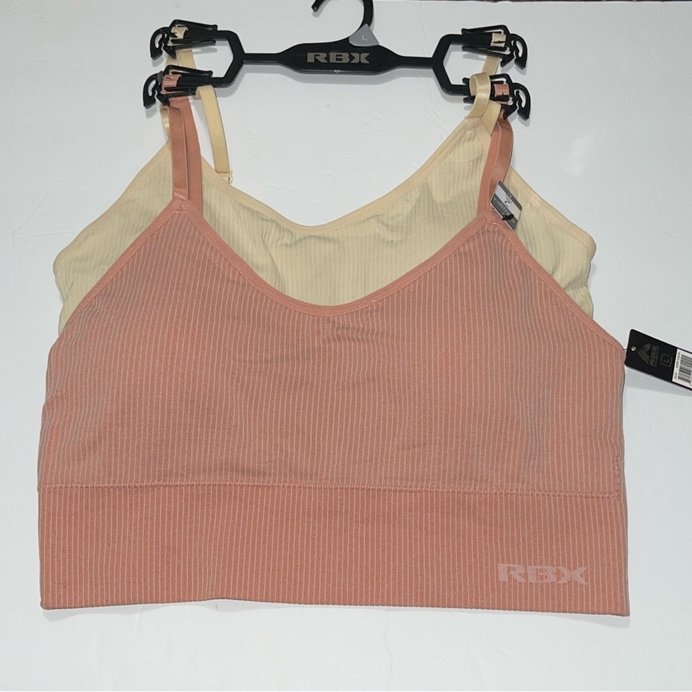 RBX 2 Pack Seamless Ribbed Sport Bra Wireless & Removable Pads Size Large. NWT - Picture 3 of 9